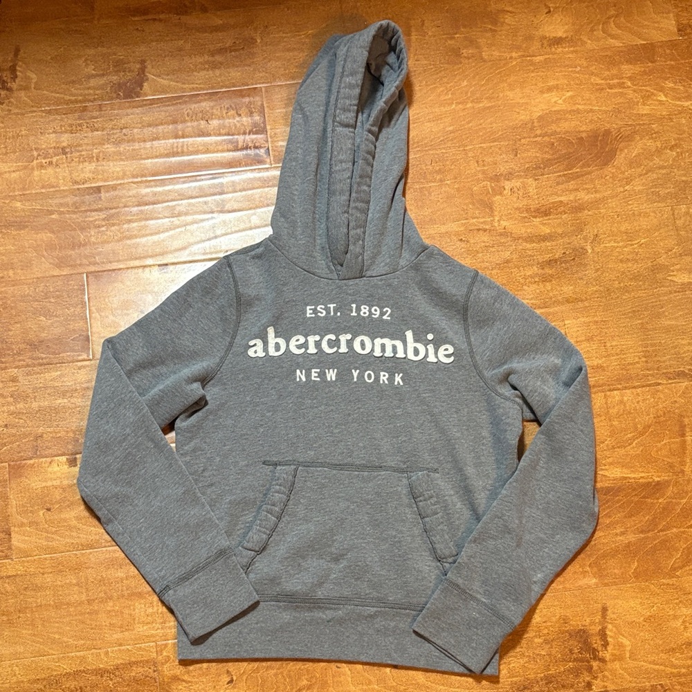 Abercrombie & Fitch Kids Gray Hoodie Sweatshirt with White Logo